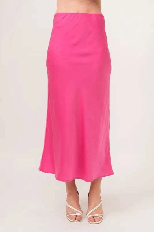 And The Why Solid Satin Midi Skirt - SwagglyLife Home & Fashion